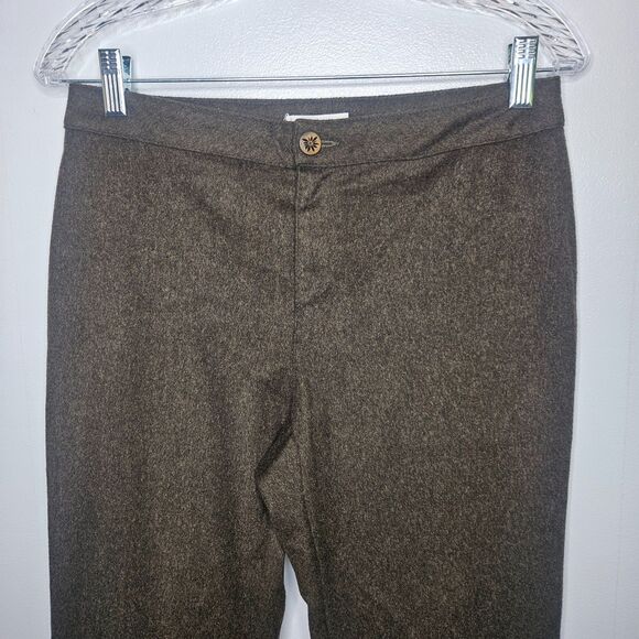 Vtg MOSCHINO Jeans Wool Trouser Pants Women's 8 Embroidered Ankle Slits Green - Picture 2 of 14